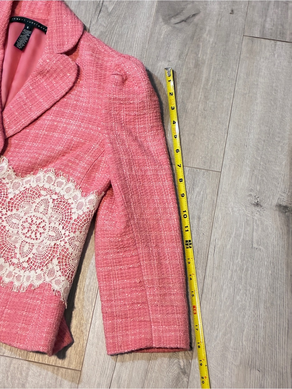 Robert Rodriguez Pink Tweed Lace Rhinestone Blazer Jacket Size 6 - Picture 7 of 8